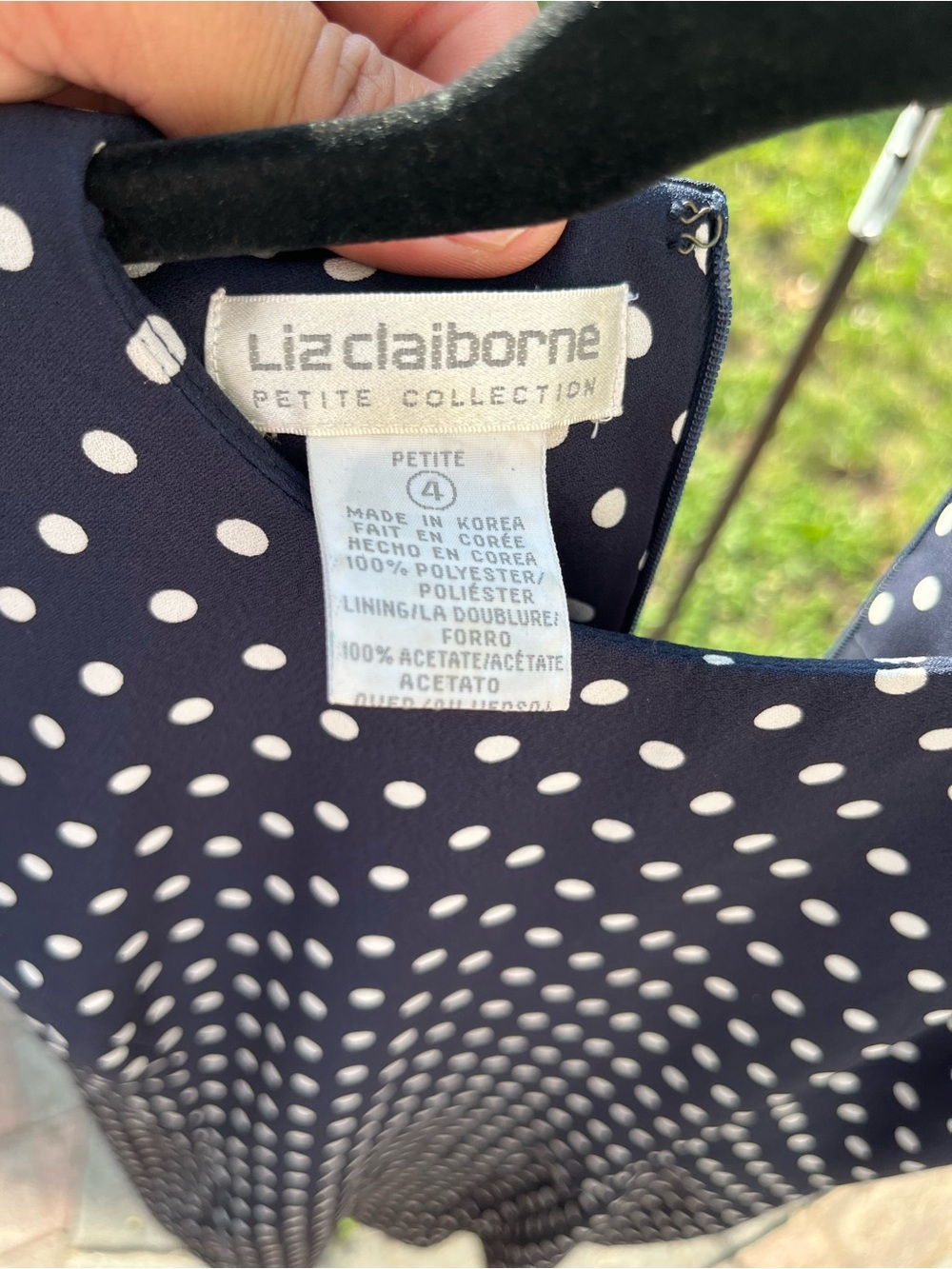 Liz Claiborne Polka Dot Short Sleeve Dress - Navy with White Dots size 4 - Picture 2 of 6